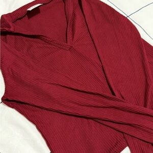 Burgundy Ribbed Top